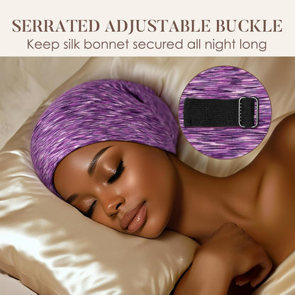 LULUSILK 100% Mulberry Silk Bonnet for Sleeping Women and Men, No More Frizzy Tangled Hair, Real Silk Sleep Cap for Curly Hair, Black, Pack of 1