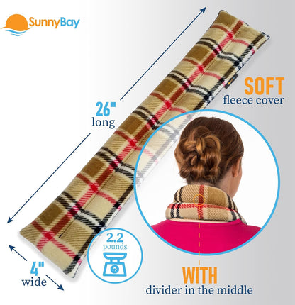 SunnyBay Microwavable Heating Pad for Neck and Shoulder, Heated Neck Wrap, Microwave Heat Pad, Weighted Beanbag Moist Hot or Cold Compress, 2.2 lbs, 26x4 Inches, Navy Blue