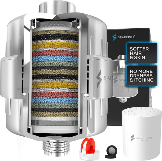 SparkPod 23-Stage Shower Head Filter for Showerheads, Polished Chrome