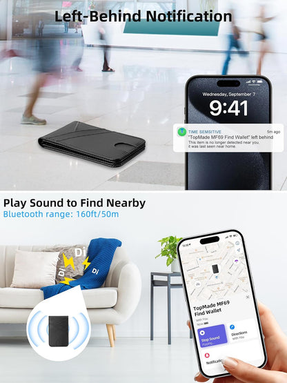 TopMade Magnetic Wallet Stand Tracker for Magsafe (iOS Only), Black