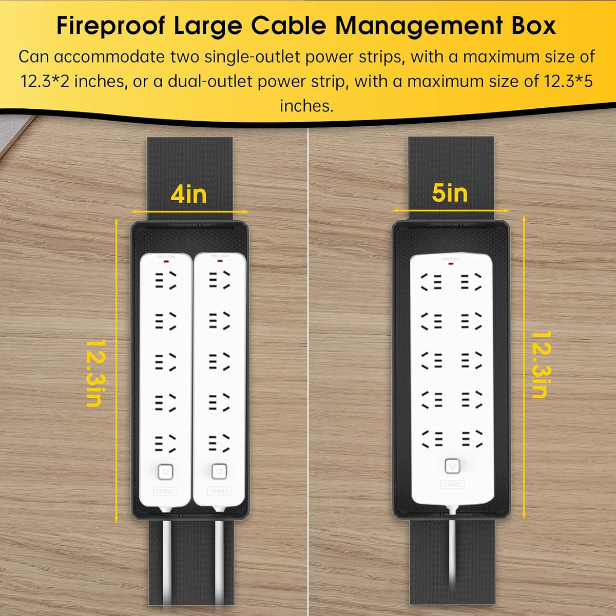 Tamfile Cable Management Box, Fireproof Foldable Cord Organizer and Cover