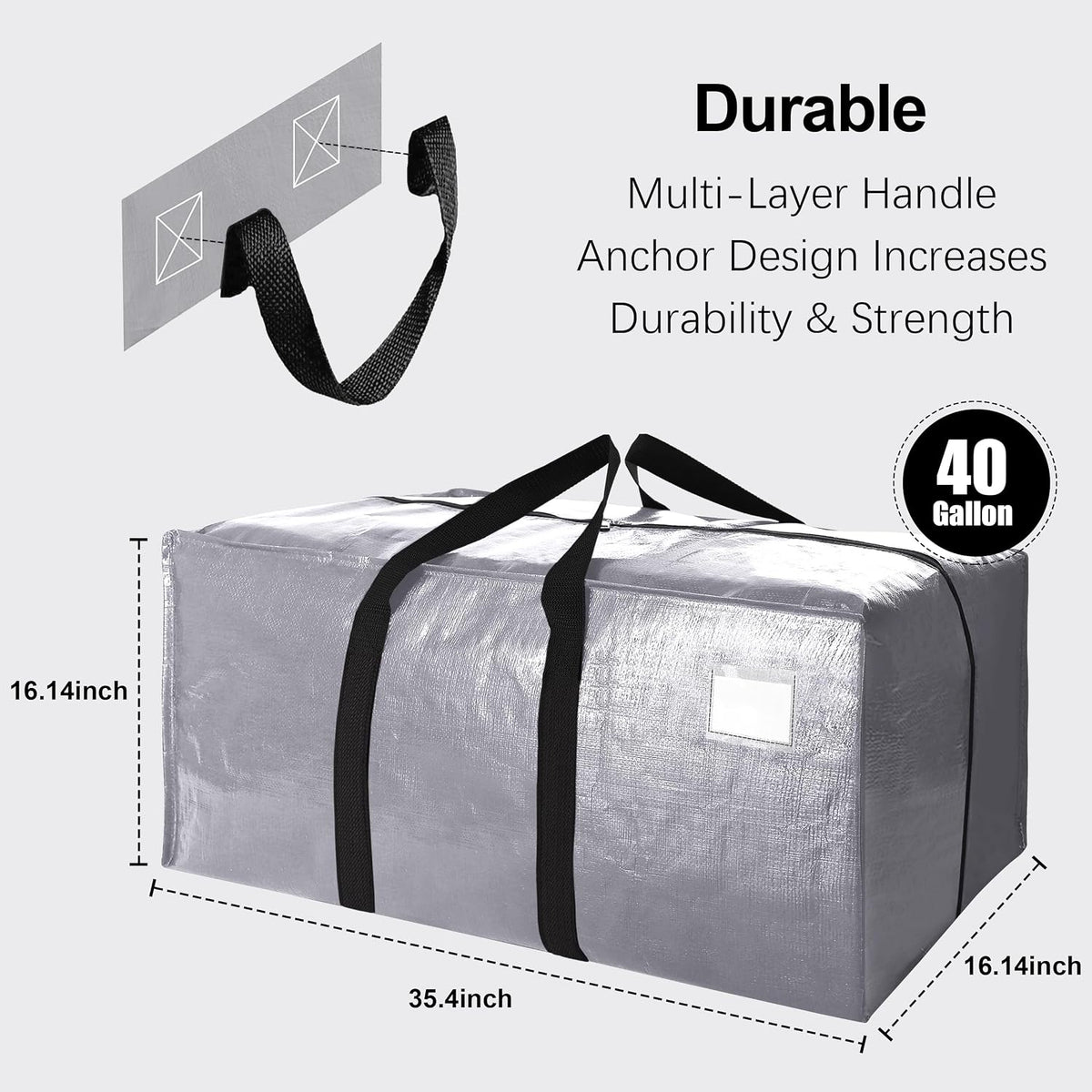 VELVETSURE Heavy Duty Extra Large Moving Bags W/Backpack Straps - Strong Handles & Zippers, Storage Totes For Space Saving, Fold Flat, Alternative to Box and Bin (Set of 6, Multicolor)