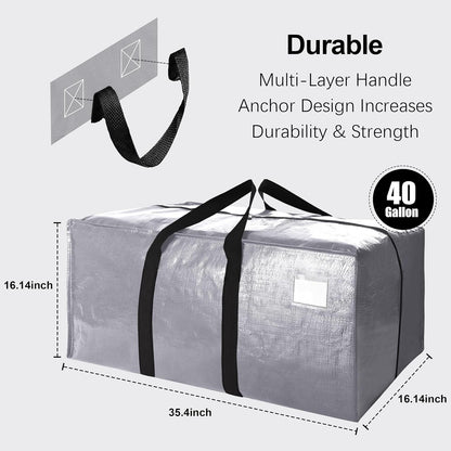 VELVETSURE Heavy Duty Extra Large Moving Bags W/Backpack Straps - Strong Handles & Zippers, Storage Totes For Space Saving, Fold Flat, Alternative to Box and Bin (Set of 6, Multicolor)