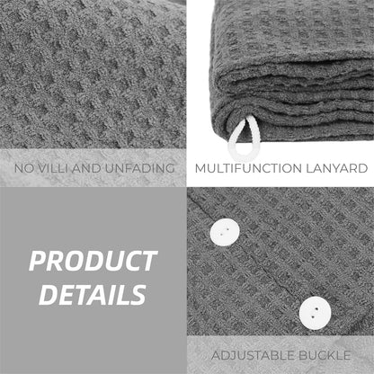 MaopaoBeauty Hair Towel Wrap for Women Long&Thick Hairs Head Wrap 1Pack Super Absorbent Hair Drying White Waffle Bath Towels for Curly Quick Dry Hair Drying Towels with Button