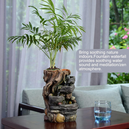 GOSSI 3-Tier Stone Wall Tabletop Water Fountain with Natural River Rocks, LED Lights, Zen Meditation Waterfall for Office and Home Decor, Relaxing Desktop Fountain, Christmas Decoration