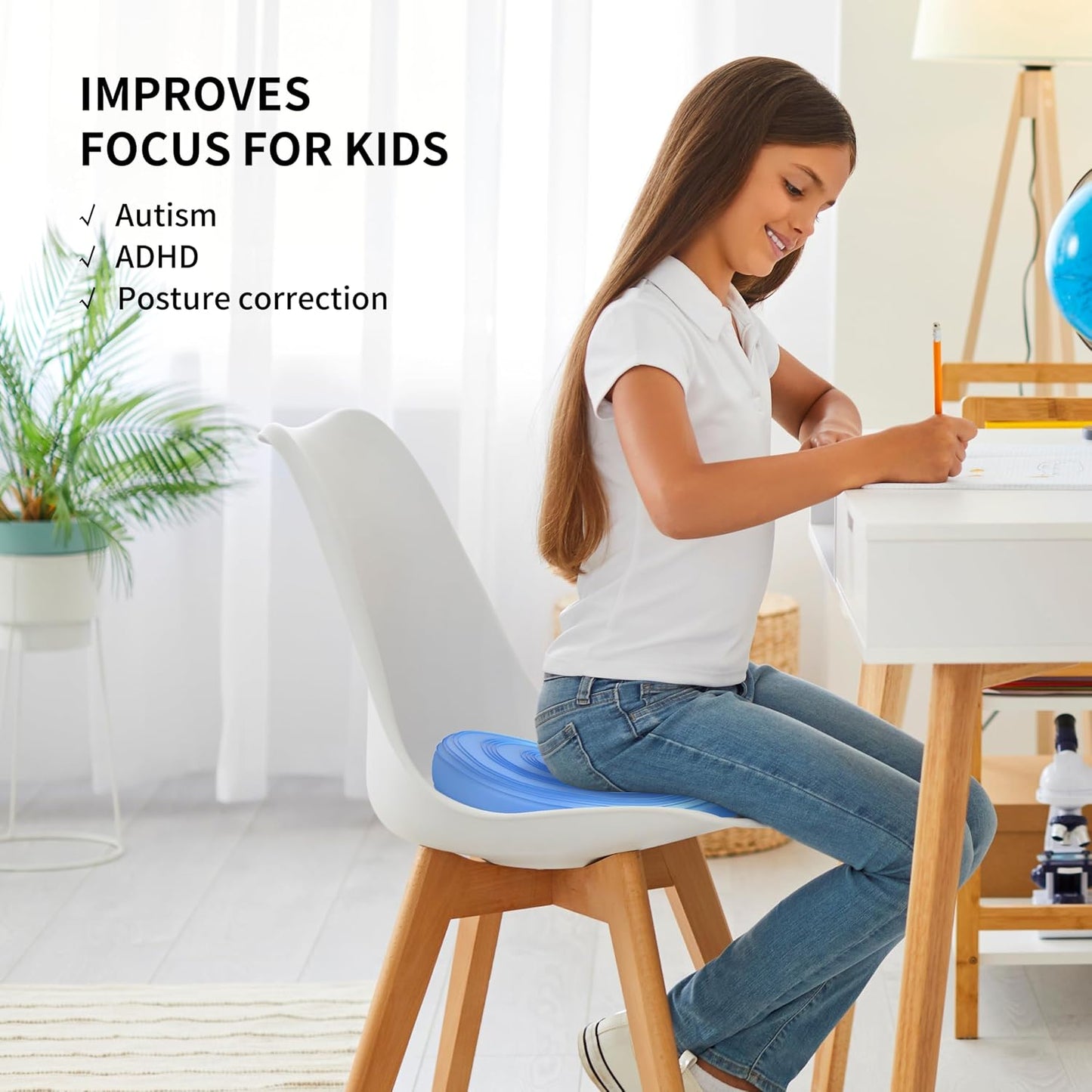 Inflated Wobble Cushion,Dyna Disc,Circular Non-slip Texture for Comfortable Sitting,Wiggle Seat to Improve Posture, Fitness, Stability for Sensory Kids Adults,Balance Seat with Pump for Core Strength