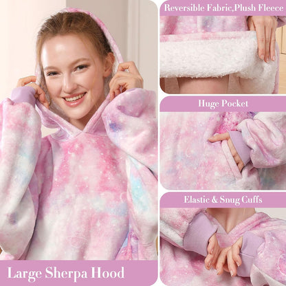 LetsFunny Blanket Hoodie,Oversized Wearable Sherpa Fleece Blanket Sweatshirt,Super Soft Warm Cozy with Giant Pocket,Gifts for Women Men Adults Teenagers, One Size Fits All