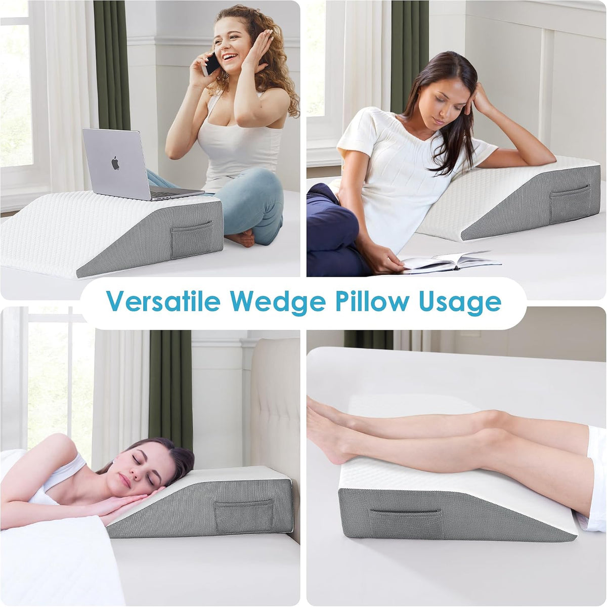 Cozymaker 7.5-inch Bed Wedge Pillow for Sleeping Back Support Pain Relief