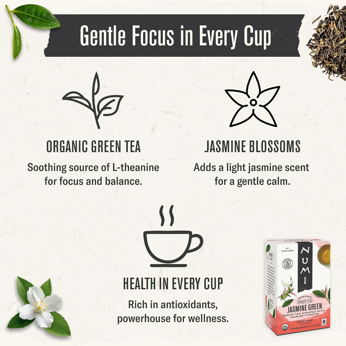 Numi Organic Jasmine Green Tea, 100 Green Tea Bags