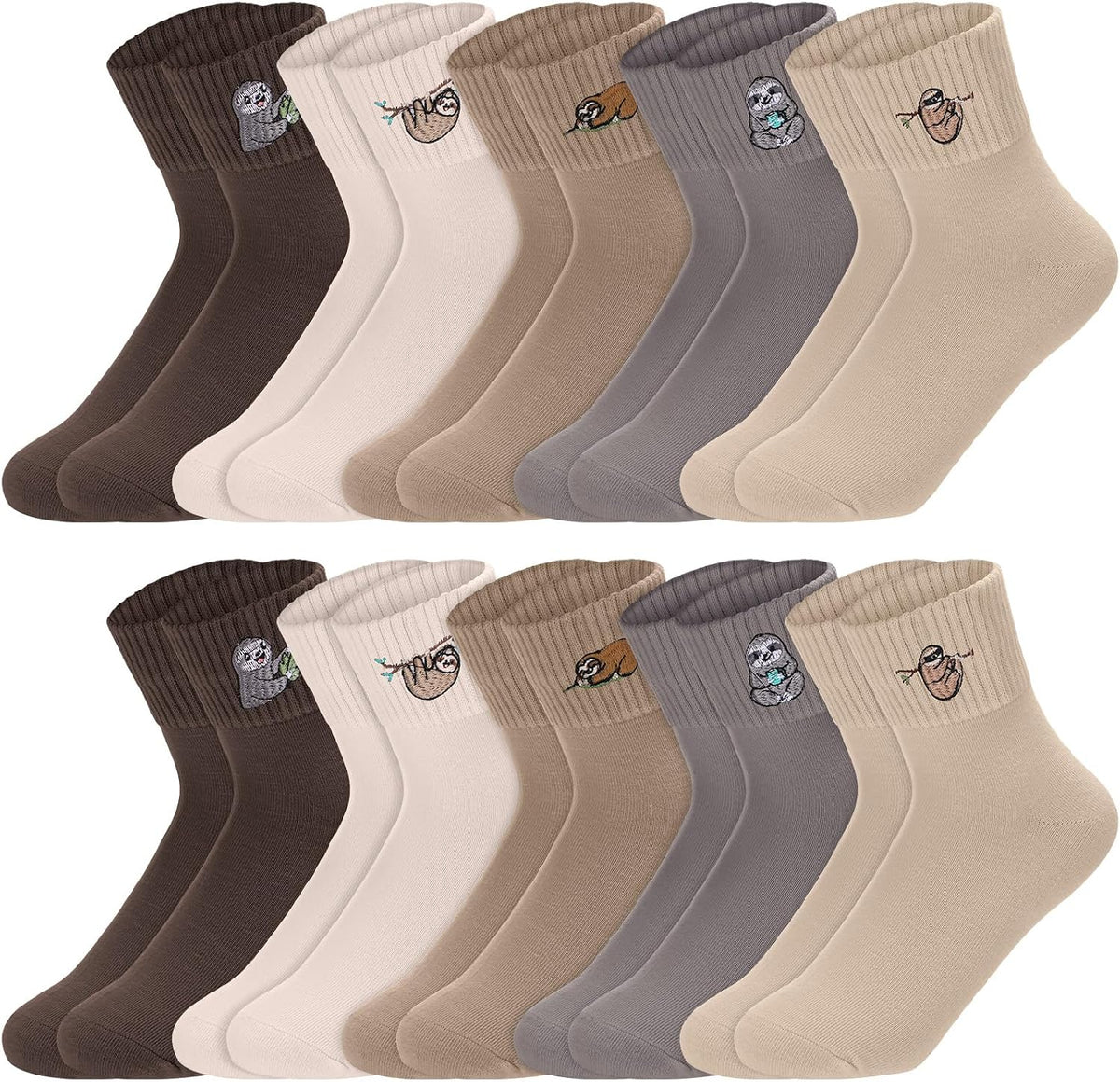 Eurzom 10 Pairs Socks Womens Crew Elastic Ankle Length Cotton Socks Aesthetic Cute Lightweight Low Cut Gifts for Women - Colors A