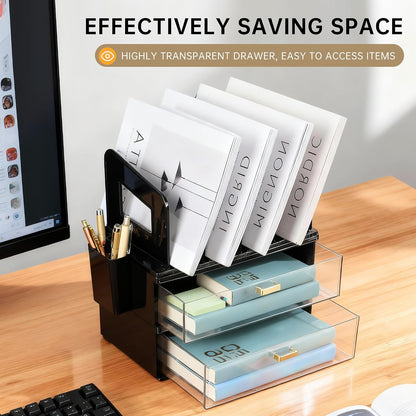 CiWiVOKi Vertical File Holder, PET Desk Organizer, Black