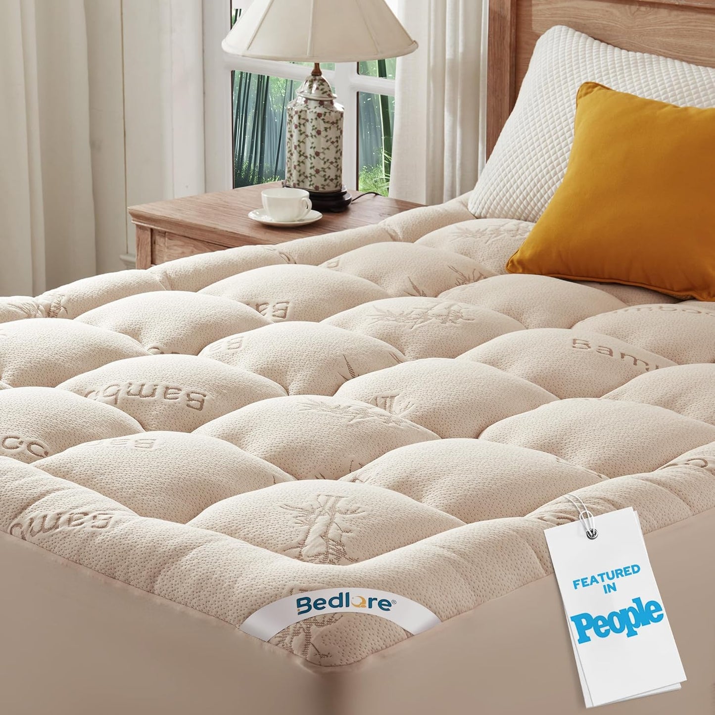 BEDLORE King Mattress Topper Viscose Derived from Bamboo, Thick Pillow Top Mattress Pad with Stretchable Pockets for 6"-18" Mattress, Soft Breathable Mattress Topper for Back Pain Relief(Dark Gray)