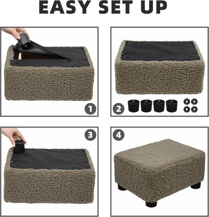 CAROLMADE Small Foot Stool Ottoman Footstool with Legs Under Desk Footrest for Living Room Bedroom and Office,Linen-Grey