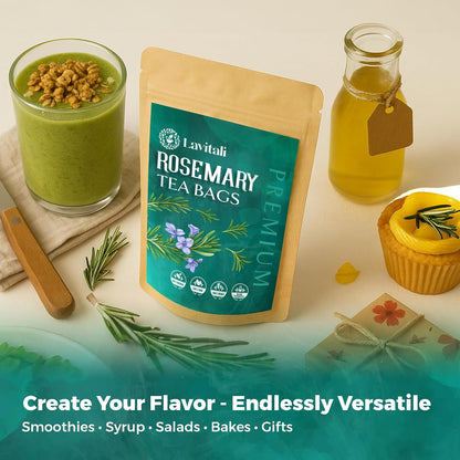 Lavitali, Rosemary Leaves Tea Bags | 120 bags, 100% Pure Herbal Tea | Caffeine-Free, No Sugar, Eco-Friendly Filter Bags | Daily Natural Botanical, Hot or Iced Herbal Infusion