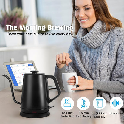 Gooseneck Kettle，0.8L Temperature Control Electric Tea Kettle