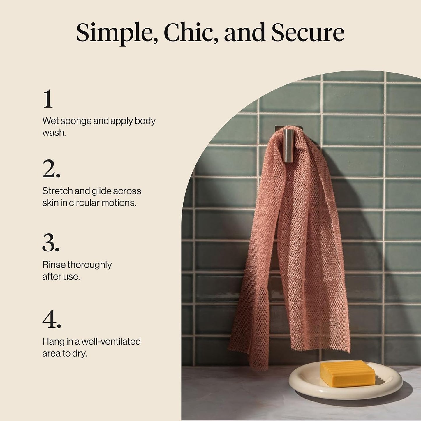 Kitsch African Net Sponge – Exfoliating Body Scrubber for Cleansing & Gentle Daily Exfoliation – Stretchable Bath Sponge for Hard-to-Reach Areas, Long-Lasting Shower Essential - Aqua Grey, 3 Pcs