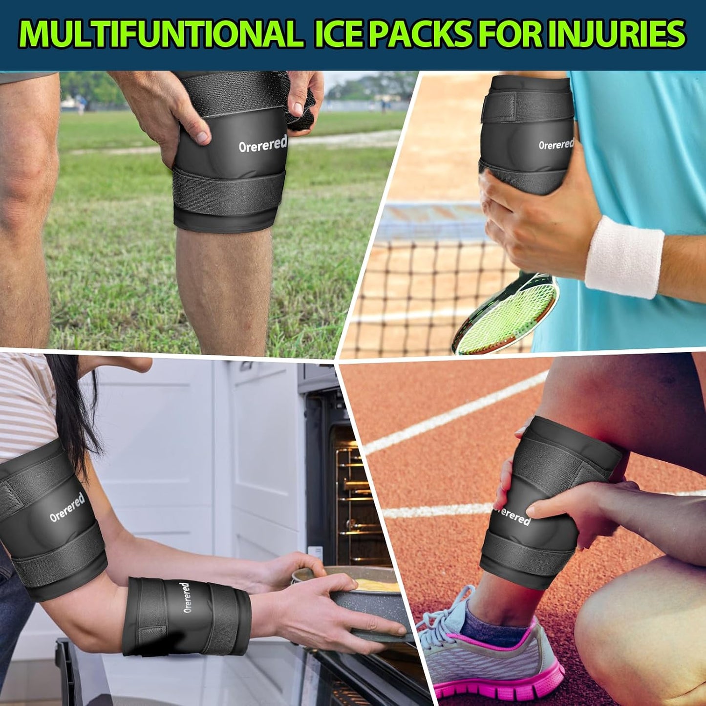 Reusable Cold Ice Packs for Injuries, 3-Piece Set Cold Gel Ice Wrap for Injury Recovery, Alleviate Joint and Muscle Pain (Knee Ice Wrap-Purple)