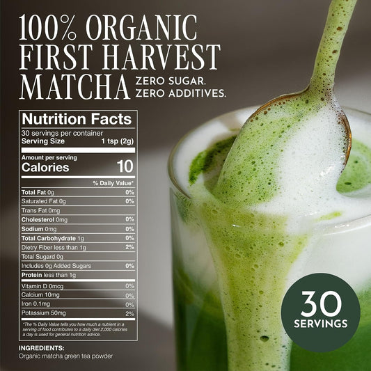 Encha Matcha - Latte Grade Matcha Powder - Unsweetened, First Harvest, Organic Green Tea Powder From Uji, Japan (60g / 2.12 Ounce) Premium for Latte, Smoothie - Caffeine, L-Theanine