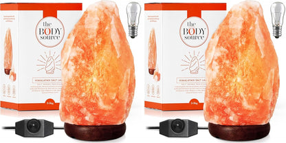 The Body Source Himalayan Salt Lamp 10-12 Inches (11-15lb) | Includes Dimmer Switch | Natural Salt Rock Lamp with Handcrafted Wooden Base & Night Light (Bulb Replacement)