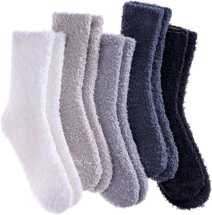SDBING Fuzzy Socks for Women Soft Fluffy Home Sleeping Socks Cozy Warm Slipper Socks 6 or 5 Pairs