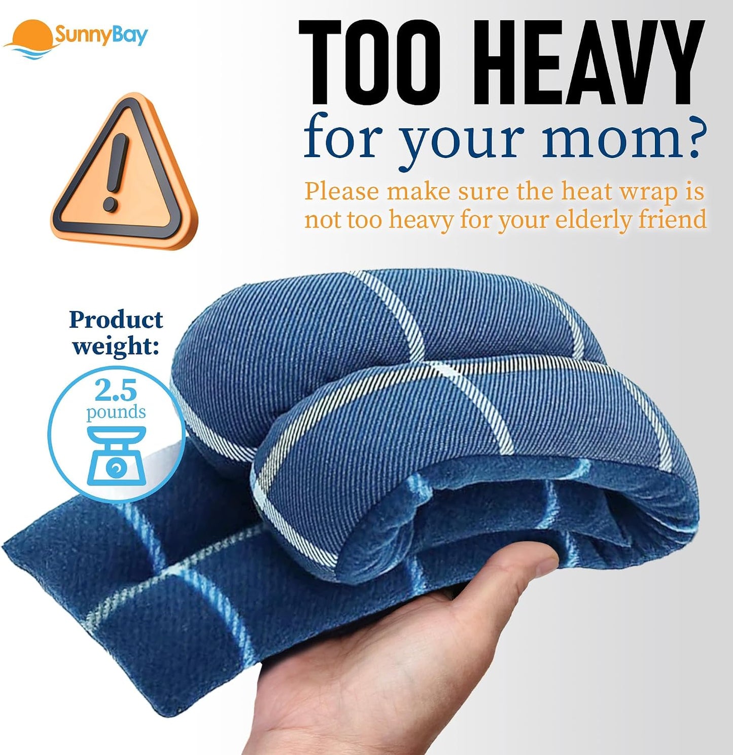 SunnyBay Microwavable Heating Pad for Neck and Shoulder, Heated Neck Wrap, Microwave Heat Pad, Weighted Beanbag Moist Hot or Cold Compress, 2.2 lbs, 26x4 Inches, Navy Blue