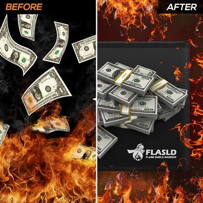 FLASLD Large Fireproof Document Bags, 24x12x12” Waterproof Storage Firesafe Bag, Fireproof Folder Safe Box for Cash, Valuables & Passport, Silicone Coating & Zipper Closure