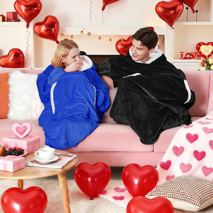 yescool Wearable Blanket Hoodie, Flannel Sherpa Fleece Blanket Sweatshirt for Adults Women Men,One Size Fits All - Colors B