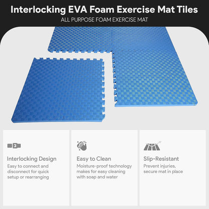 BalanceFrom Puzzle Exercise Mat 1/2" Thick, EVA Interlocking Foam Floor | Tiles for Home Gym, Mat for Home Workout Equipment, Floor Padding for Kids, Black, 24 in x 24 in x 1/2 in, 144 Sq Ft-36 Tiles
