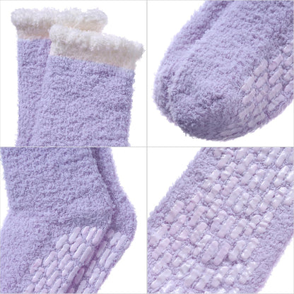 MQELONG Non Slip Hospital Socks with Grips for Women Winter Warm Cozy Fuzzy Slipper Soft Fluffy Sleep Socks