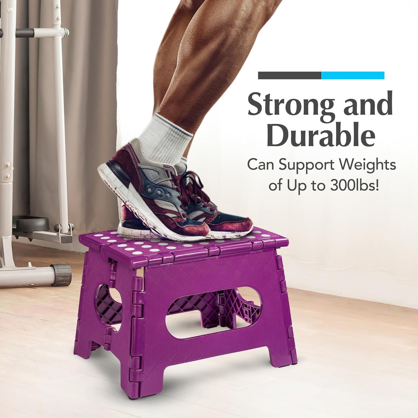 Handy Laundry Folding Step Stool - Sturdy Enough Collapsible Stool to Support Adults - Opens Easy with One Flip - Great for Kitchen, Bathroom or Bedroom (Black - 9 Inch)