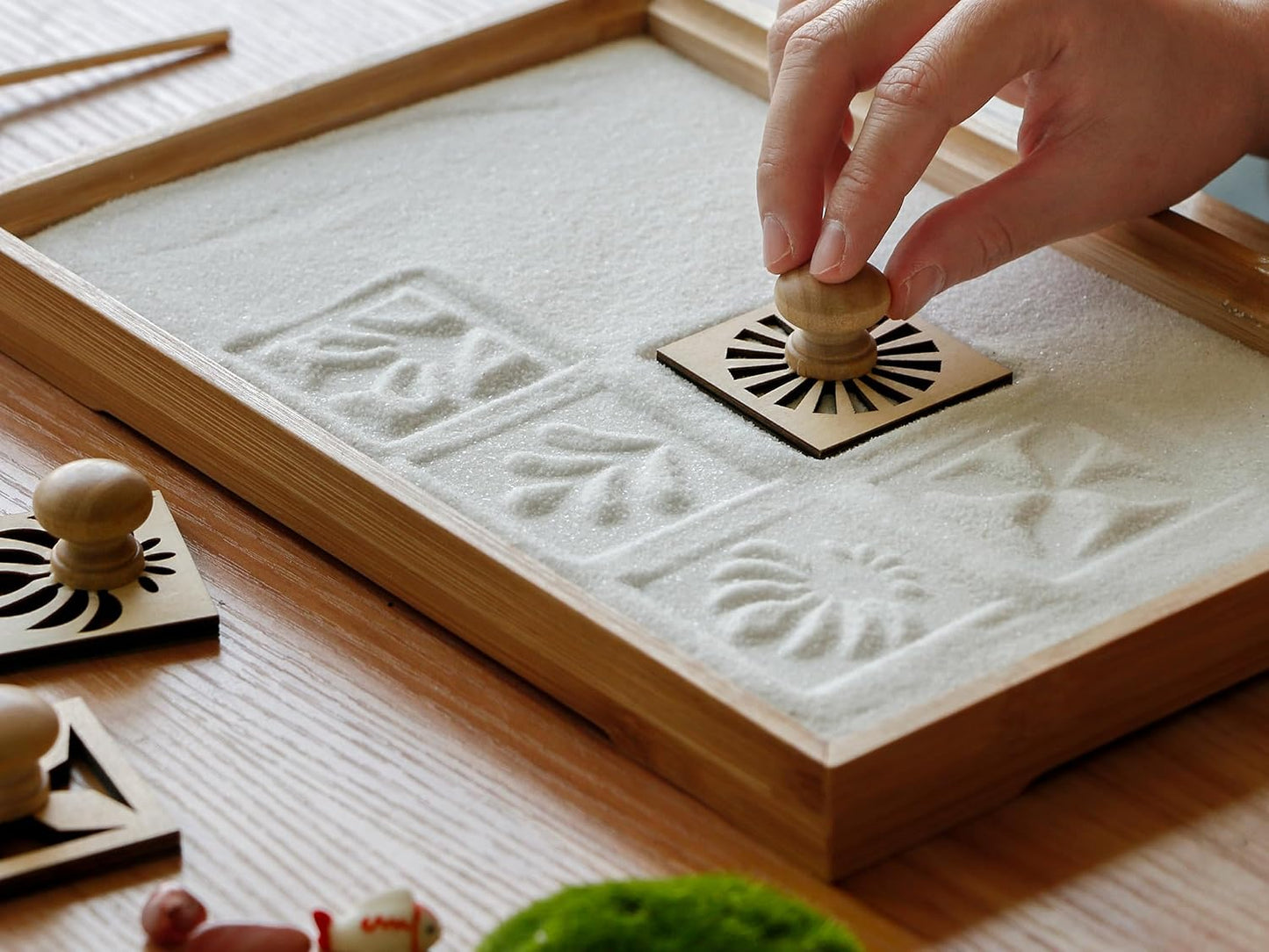Mini Japanese Zen Garden Rake - Desktop Zen Garden Accessories Kit Set Stamp for Desk Sand Garden Decor for Home Office Meditation Relaxation Gifts