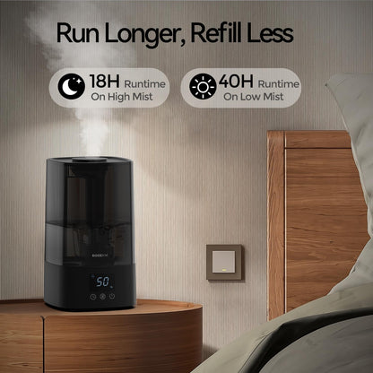ROSEKM Humidifiers for Bedroom (1.1L), Small Cool Mist Humidifier for Home Plant and Baby Nursery, Quiet Ultrasonic Humidifier with 360° Nozzle, Auto Shut-Off, Filterless, Black