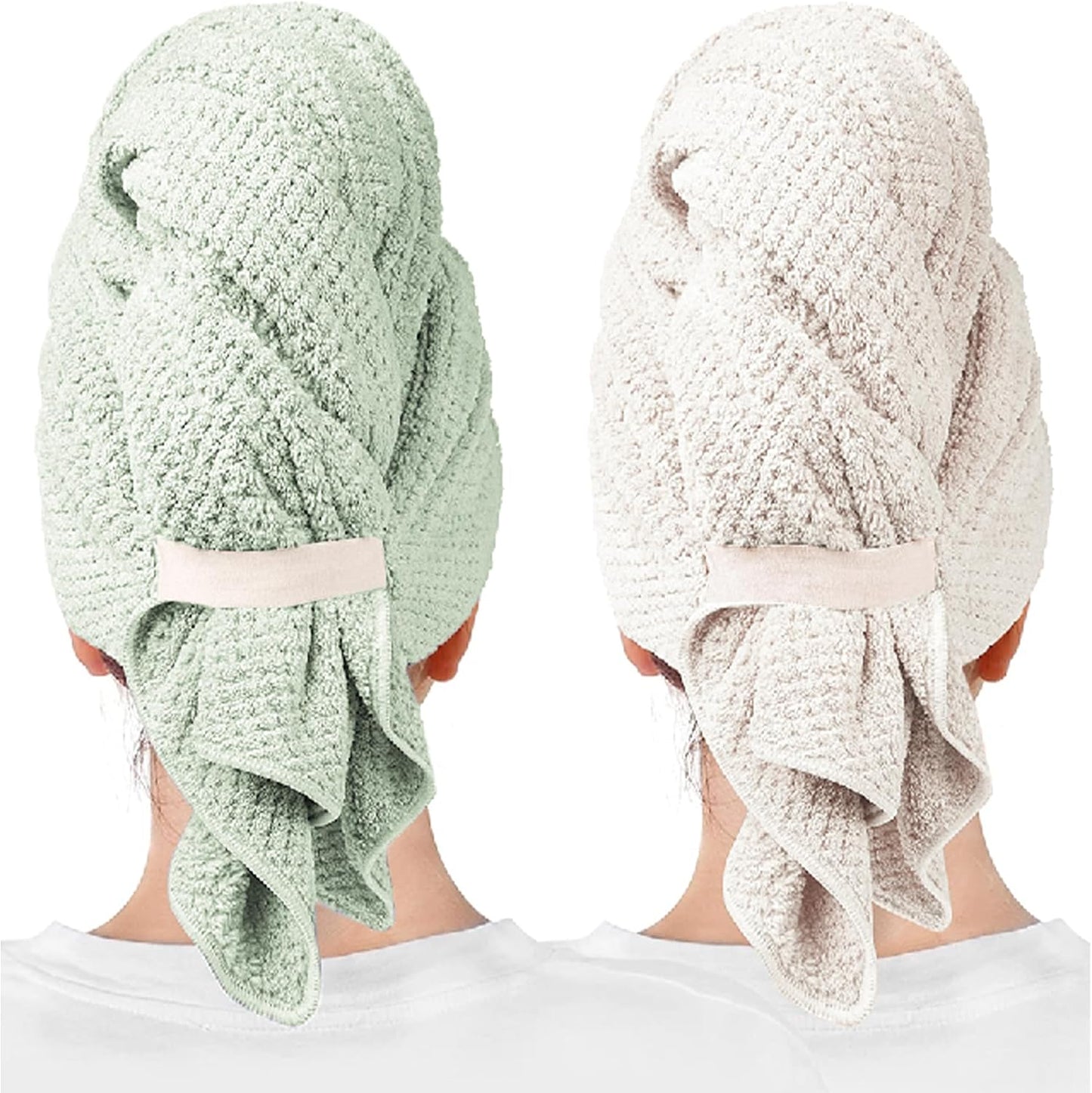 ROLSHOL 2 Packs Large Microfiber Hair Towels for Women, Super Absorbent & Quick Dry Hair Towel Wrap for Curly Hair Long & Short Hair- Anti-Frizz Hair Turbans for Wet Hair - 27.5''*39.4''
