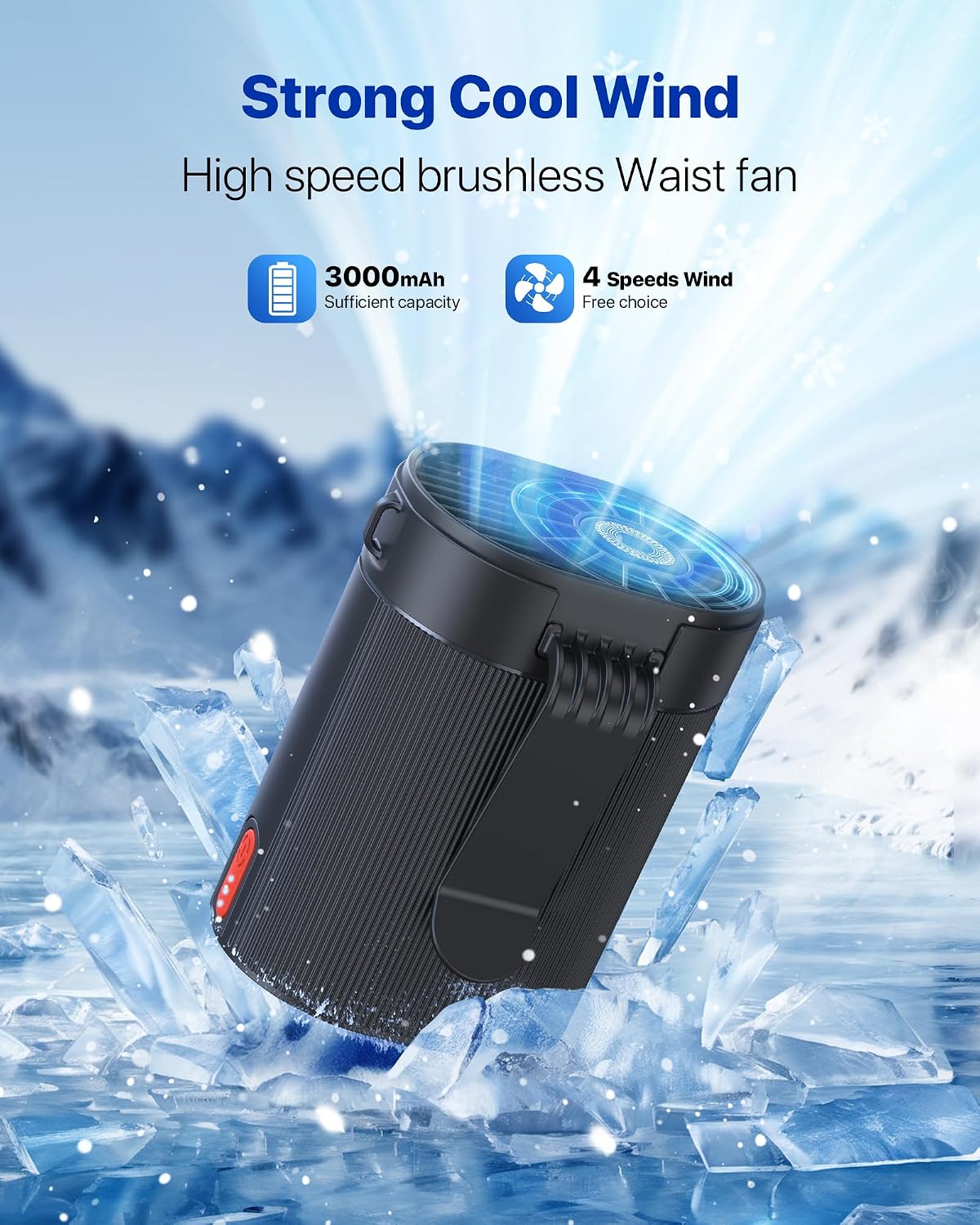 2026 Upgraded Wearable Waist Clip on Fan - 25H Battery 4-in-1 Personal Clip on Belt Fan, Ultra-Lightweight Rechargeable Hands-Free Body Fan with 4 Speeds for Outdoor Work, Jobsite
