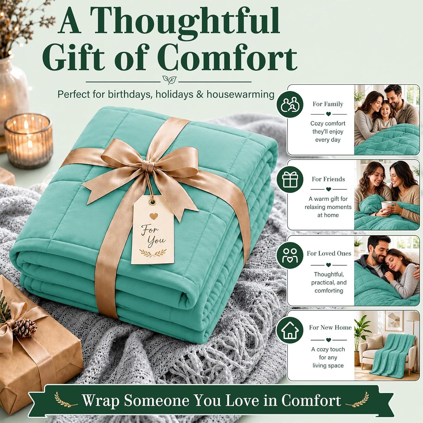 L'AGRATY Weighted Lap Pad 7lb: Small Weighted Blanket for Adults - Cooling Portable Travel Blanket for Relaxation Sleeping - Washable All-Season (29" x 24")
