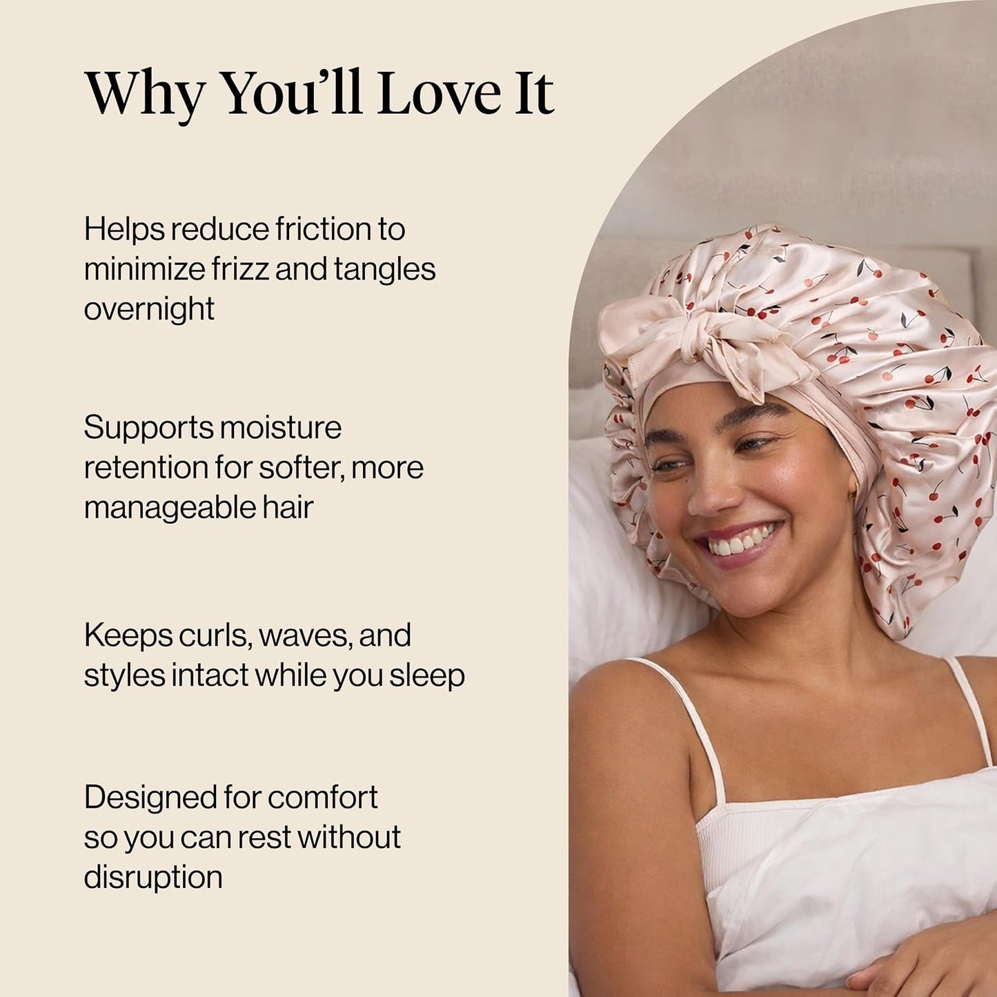 Kitsch XL Satin Bonnet for Sleeping - Softer Than Silk Bonnet For Sleeping Women - Secure Fit, Adjustable, Night Cap For Curly & Textured Hair - Prevents Breakage, Tangles & Thinning - Blush