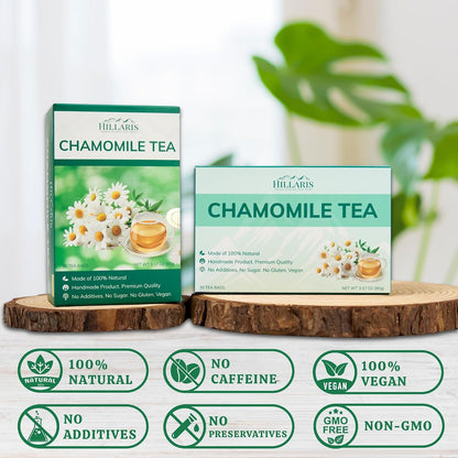 HILLARIS Chamomile Passionflower Herbal Tea, 30 Ct, 3g Each, Caffeine-Free