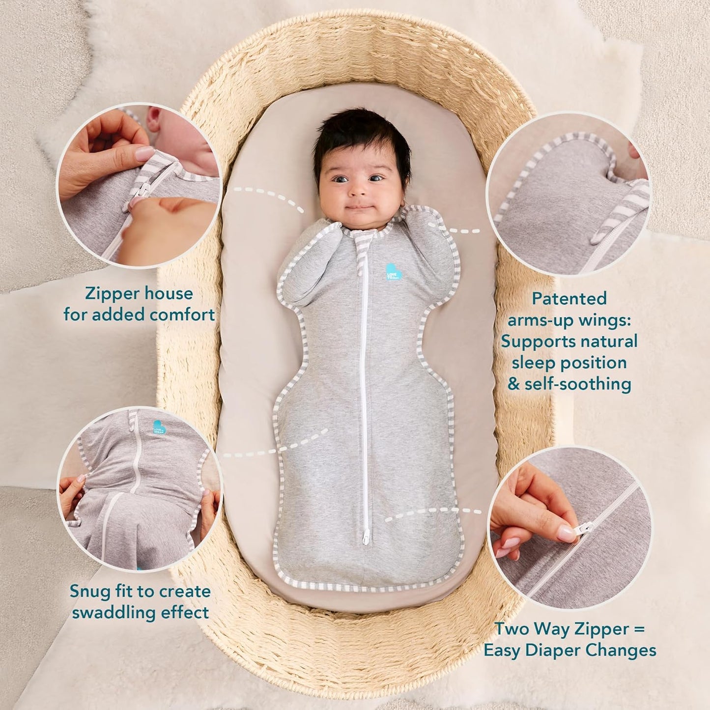 Love to Dream Swaddle UP, Baby Sleep Sack, Self-Soothing Swaddles for Newborns, Get Longer Sleep, Secure Fit Helps Calm Startle Reflex, New Born Essentials for Baby, 1.0 TOG, 13-19 lbs, Deep Olive