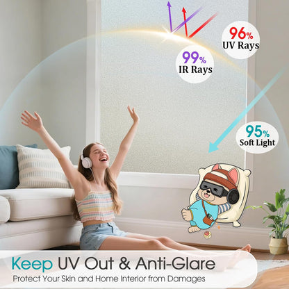 Coavas Blackout Window Film, 100% Light Blocking Privacy Window Film, No Glue Static Cling, Heat & UV Blocking, Removable Room Darkening Window Cover, Renter Friendly for Bedroom, 17.5x78.7Inch,Black