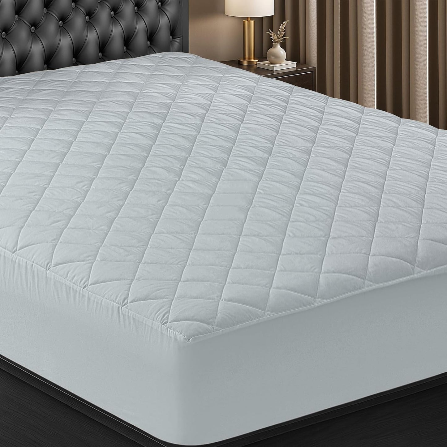 Quilted Fitted Mattress Pad, Queen Mattress Protector Topper with Deep Pocket Stretches up to 16 Inches, Machine Washable Mattress Cover by Utopia Bedding (White)