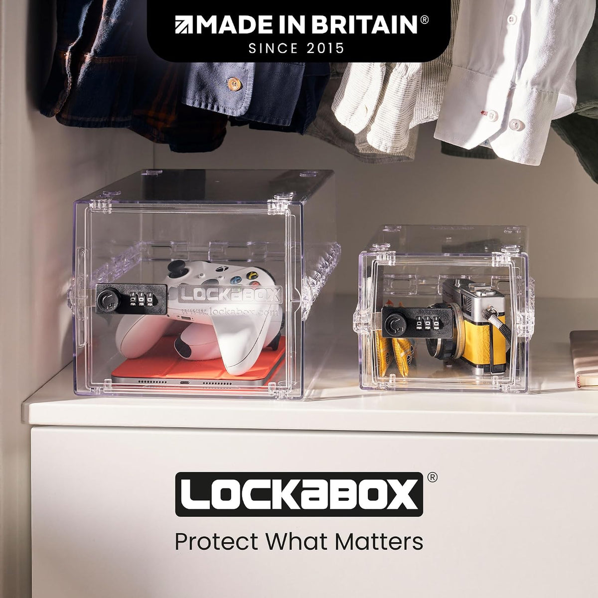 Lockabox Mini™ | Small Lock Box with Combination Lock (Half Letter Sized) | Mini Lockable Box for Small Medicines, Snacks & Mobile Phones | External Size 8.8 x 6.1 x 4.7 Inches (Crystal)