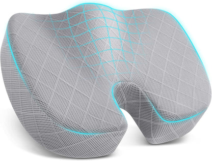 TushGuard Seat Cushion - Memory Foam Sitting Pillow for Office Chair, Car Seat, Airplane, Bleacher - Sciatica & Hip & Coccyx Pain Relief Desk Chair Cushion for Long Sitting Office Workers, Car Drivers