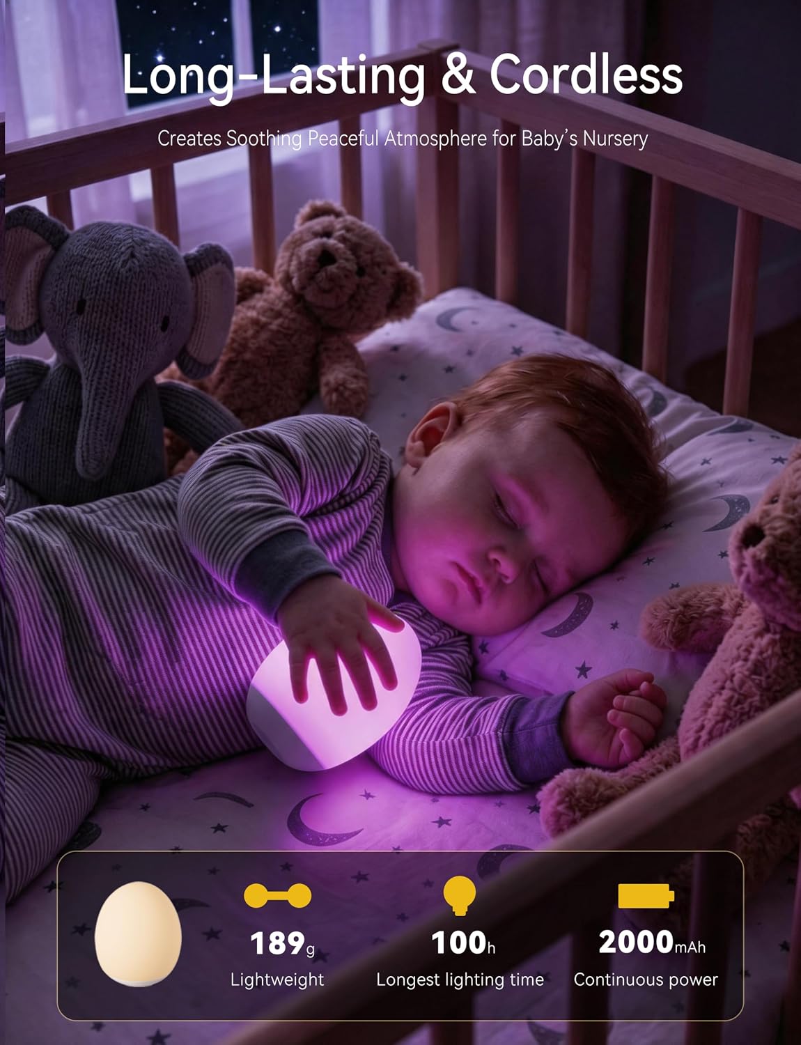 Night Light for Kids,Egg Night Light for Baby Nursery, 3-Level Dimming &30-Min Timer Portable Nursery Night Lamp forBaby Nursery & Kids Bedroom,BPA Free, Eye Caring, Soft