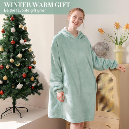 LetsFunny Blanket Hoodie,Oversized Wearable Sherpa Fleece Blanket Sweatshirt,Super Soft Warm Cozy with Giant Pocket,Gifts for Women Men Adults Teenagers, One Size Fits All