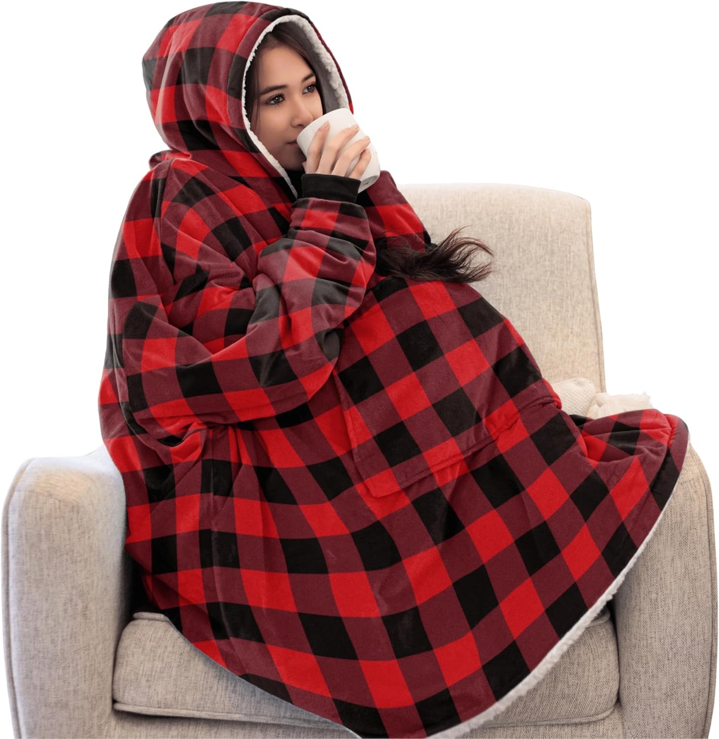 THE COMFY Original | From Shark Tank | Patented | Oversized Sherpa Wearable Blanket Hoodie| Gift for Women & Men | One Size