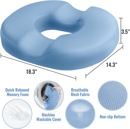 CloudBliss Donut Pillow Stadium Seat Cushion for Tailbone Pain Relief and Hemorrhoids, Memory Foam Seat Chair Cushion, Portable Seat Cushions for Bleachers, Car, Home & Office