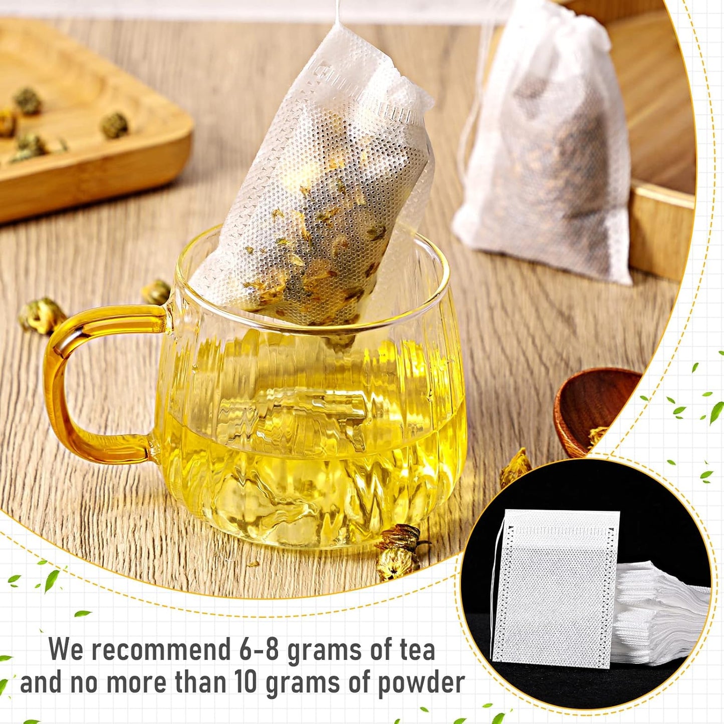 1000 Pcs Disposable Tea Bags Bulk for Loose Leaf Tea Drawstring Empty Coffee Sachets Filter Infuser Strainers for Coffee Spice Christmas Herbs Gift (2.75 X 3.54 Inch)