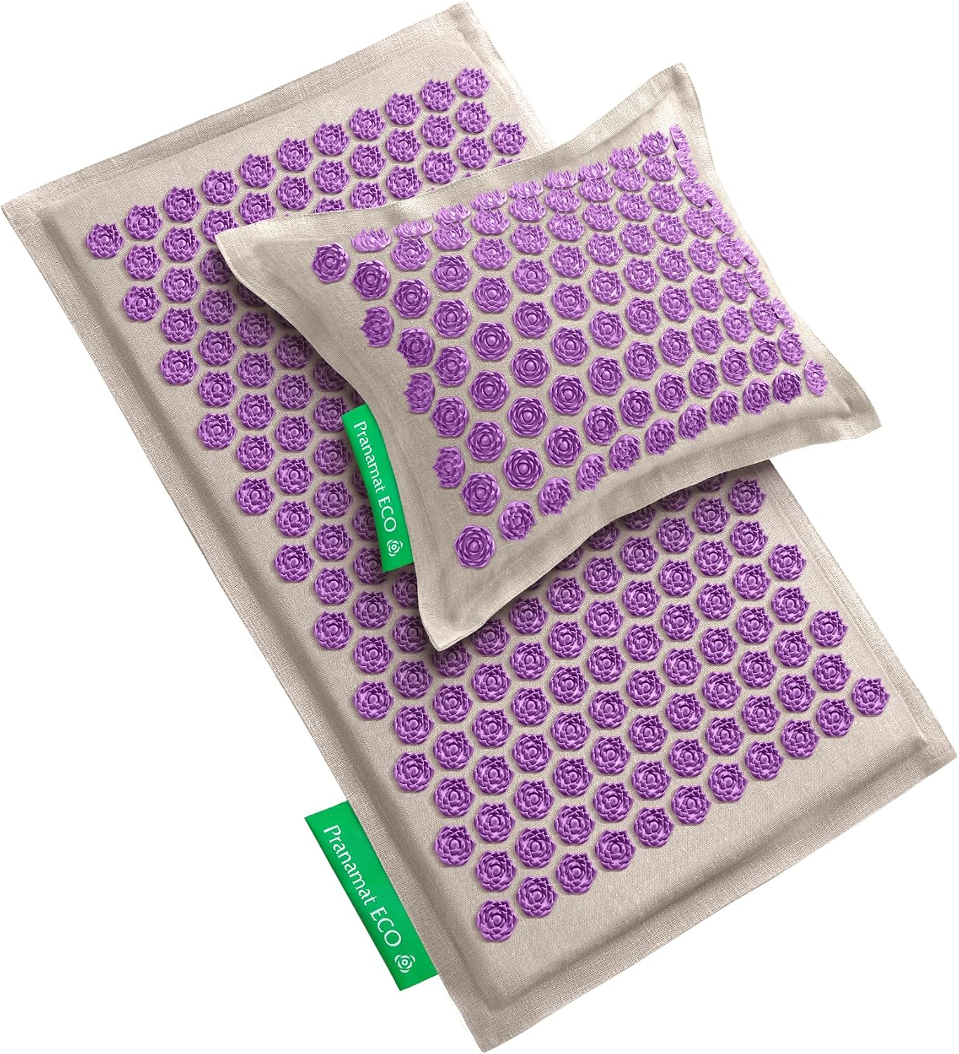 Pranamat Acupressure Large Mat and Pillow Set, Premium Acupressure Therapy for Pain Relief and Relaxation, Handcrafted in Europe with Sustainable and Natural Materials (Obsidian)