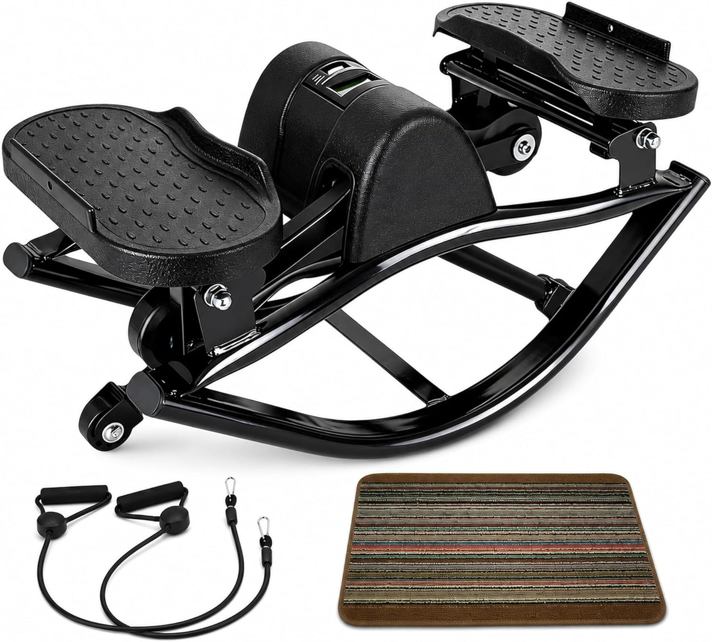 Lhanel Rock Stepper for Home Workout, Low-Impact Side Stepper with Resistance Bands, Side-to-Side Mini Stepper for Cardio, Weight Loss & Full Body Exercise