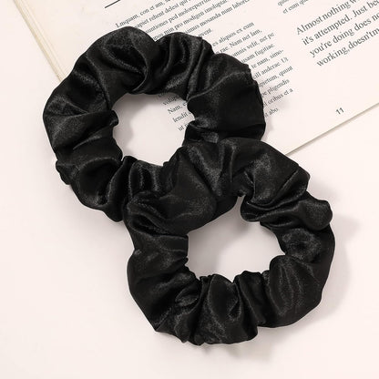 16 Pcs Scrunchies for Women - Black Satin Silk Scrunchies for Girls Hair Ties Elastics Bands Ponytail Holder Hair Accessories